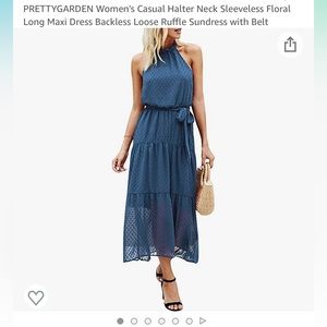 Pretty dusky blue halter dress